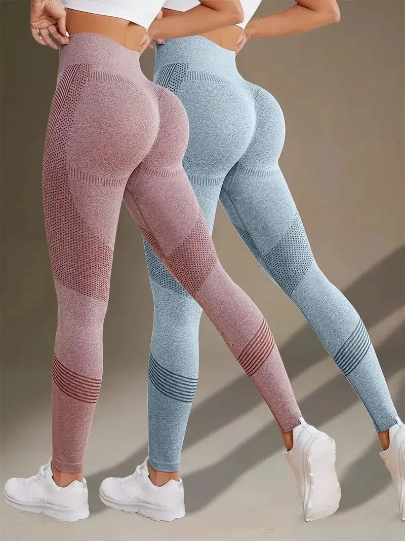 High Waisted Seamless Stretch Athletic Yoga Pants Leggings Ultra Breathable Quick-Drying for Running Fitness Solid Colors