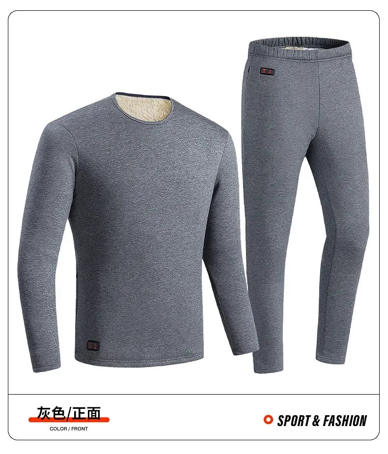 Men Winter Thermal Heated Jacket Underwear Women's Cycling Suit USB Electric Heating Clothing Fleece Thermal Long Johns