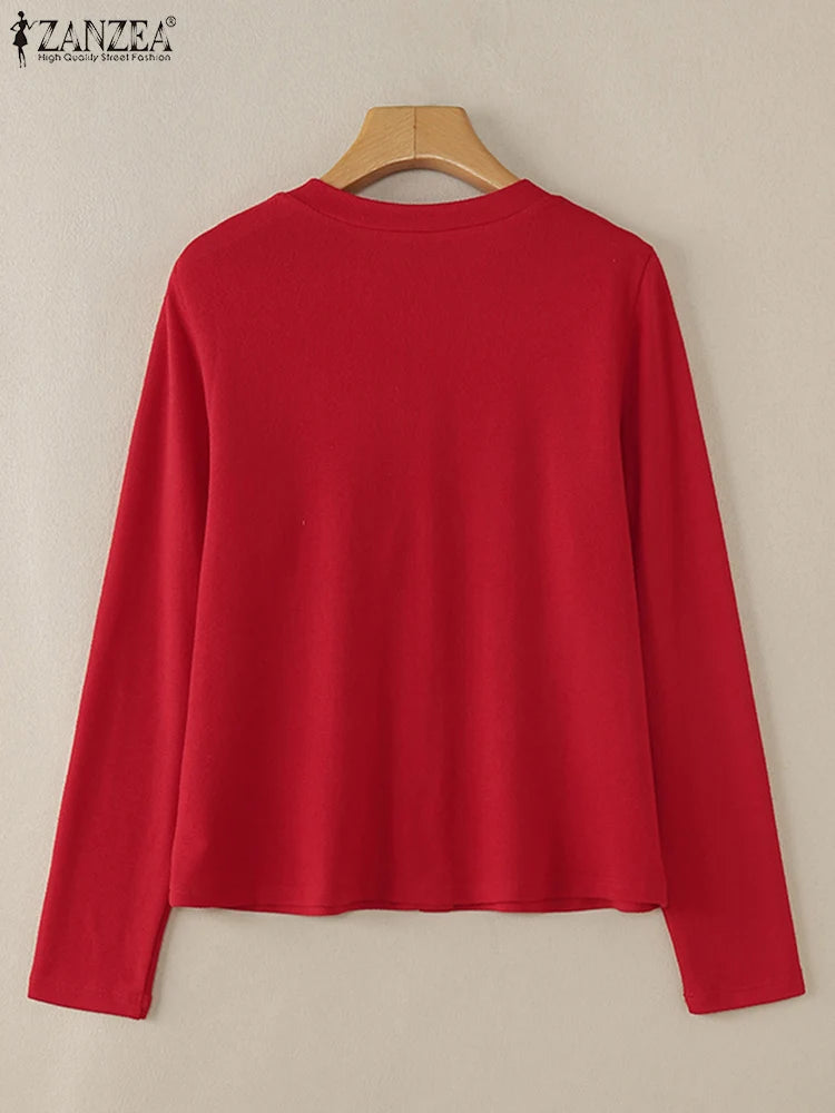 ZANZEA Autumn Fashion Long Sleeve Buttons Jumpers Women Sweaters Cardigan Casual Loose Sweaters Pullovers Solid Blouses Tops