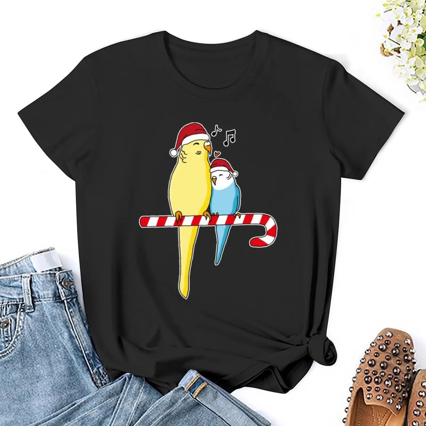 Christmas Budgie budgerigar bird parakeet gift idea T-Shirt kawaii clothes animal prinfor blanks Woman fashion