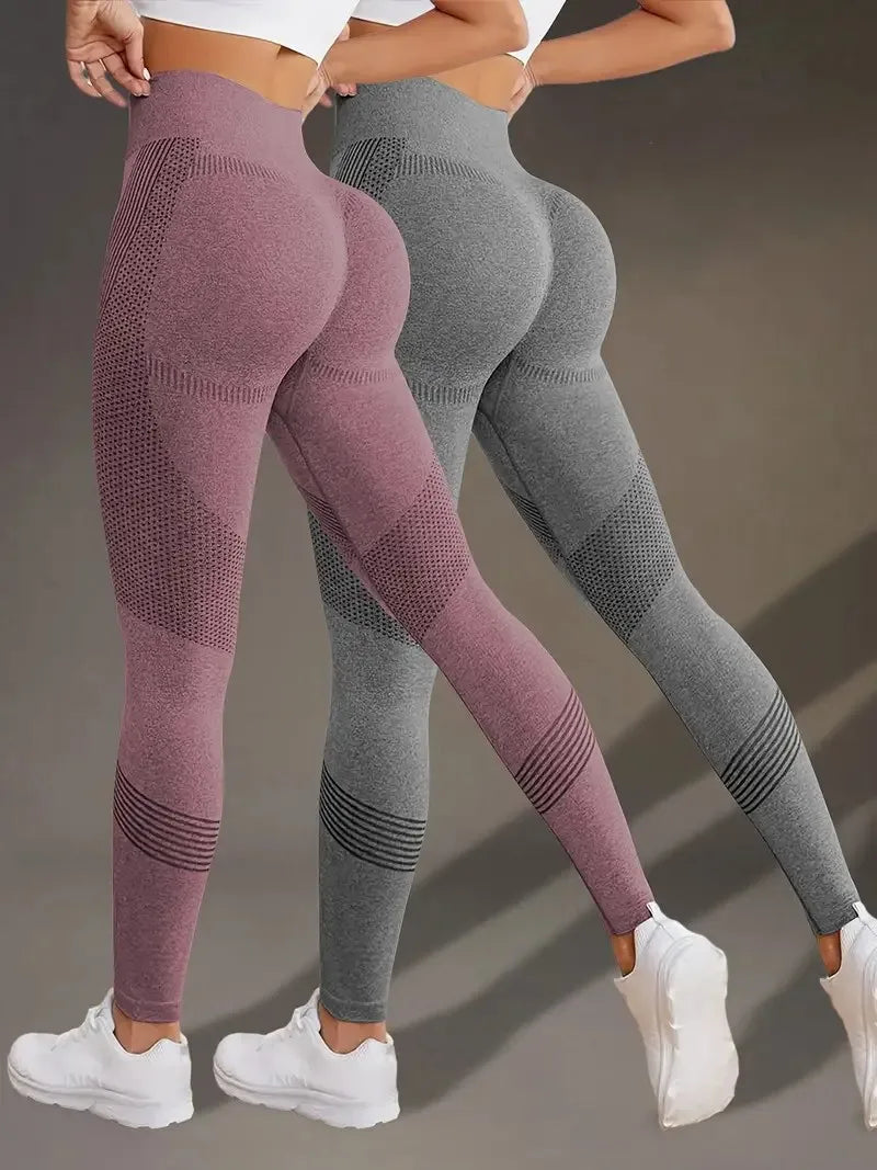 High Waisted Seamless Stretch Athletic Yoga Pants Leggings Ultra Breathable Quick-Drying for Running Fitness Solid Colors