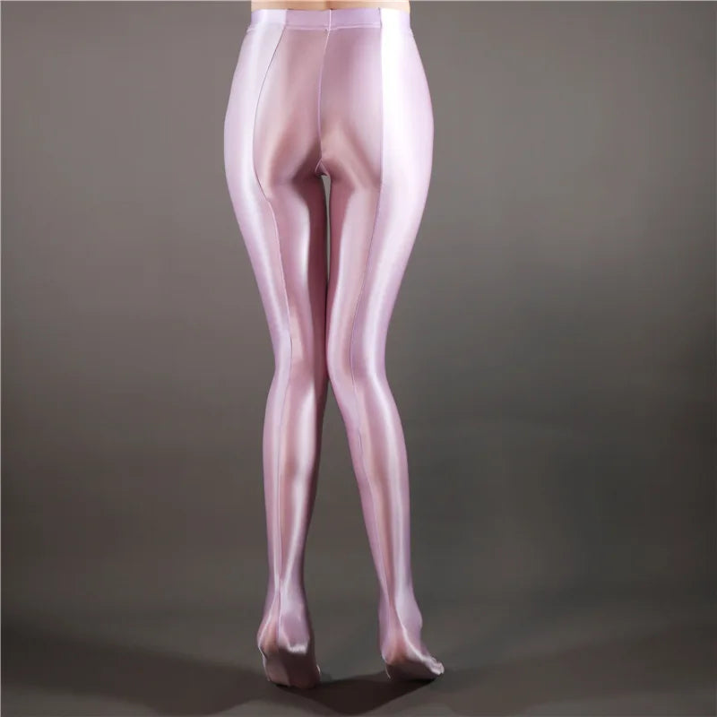 Glossy Shiny High Waist Fitness with Socks Stage Performance Leggings Stage Show Skinny Yoga Trousers Women Clothing