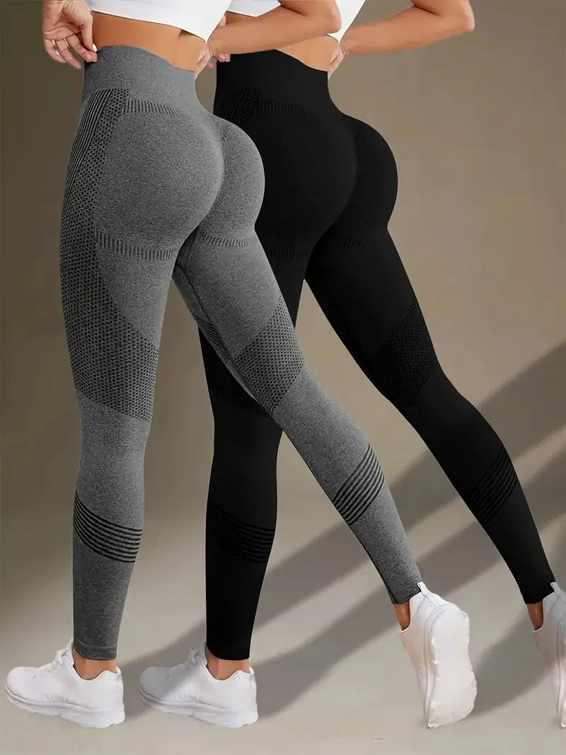 High Waisted Seamless Stretch Athletic Yoga Pants Leggings Ultra Breathable Quick-Drying for Running Fitness Solid Colors