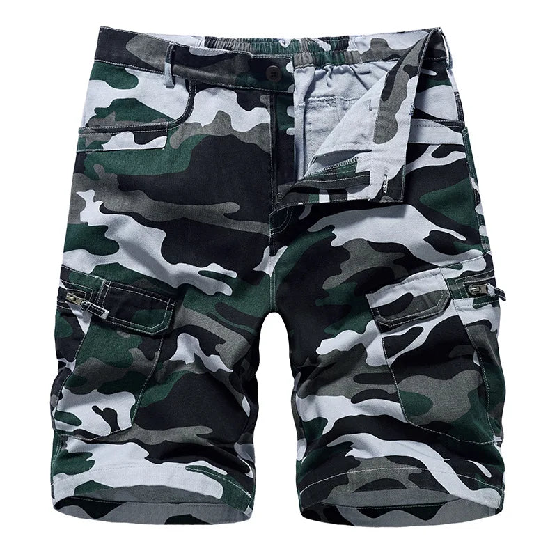 Summer New Men's Cargo Shorts European Size Camouflage Loose Size Casual Five Quarter Pants