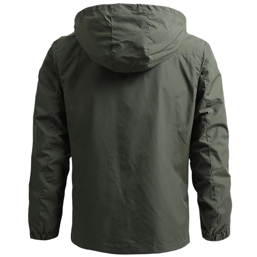 Men's Waterproof Tactical Windbreaker Hooded Jacket Military Sports Coat EU Size S-5XL Thin Outdoor Climbing Clothing