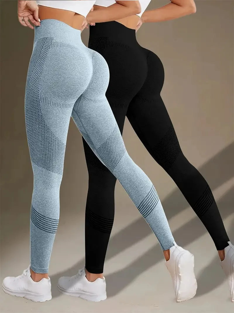High Waisted Seamless Stretch Athletic Yoga Pants Leggings Ultra Breathable Quick-Drying for Running Fitness Solid Colors