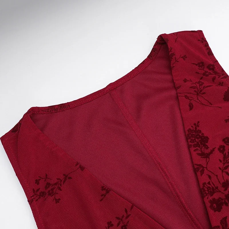 2024 New Sleeveless Long Dress Women Summer rinted Deep v-neck Dress Femae Fashion Fora Waist Slim Dresses