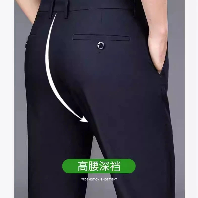 streetwear mens ice silk casual pants men's trousers moletom masculino 2024summer newstyle business suit baggy men clothing1:1
