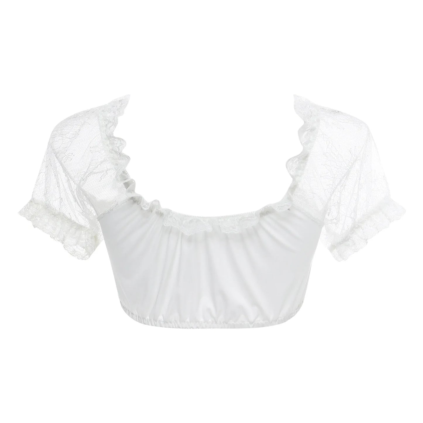Bavarian Oktoberfest Blouse Lace Floral Vest Festival Traditional Bavarian Beer Crop Tops Elegant Dirndl Costumes