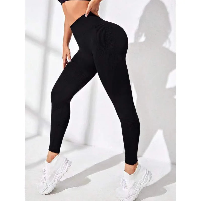 High Waisted Seamless Stretch Athletic Yoga Pants Leggings Ultra Breathable Quick-Drying for Running Fitness Solid Colors