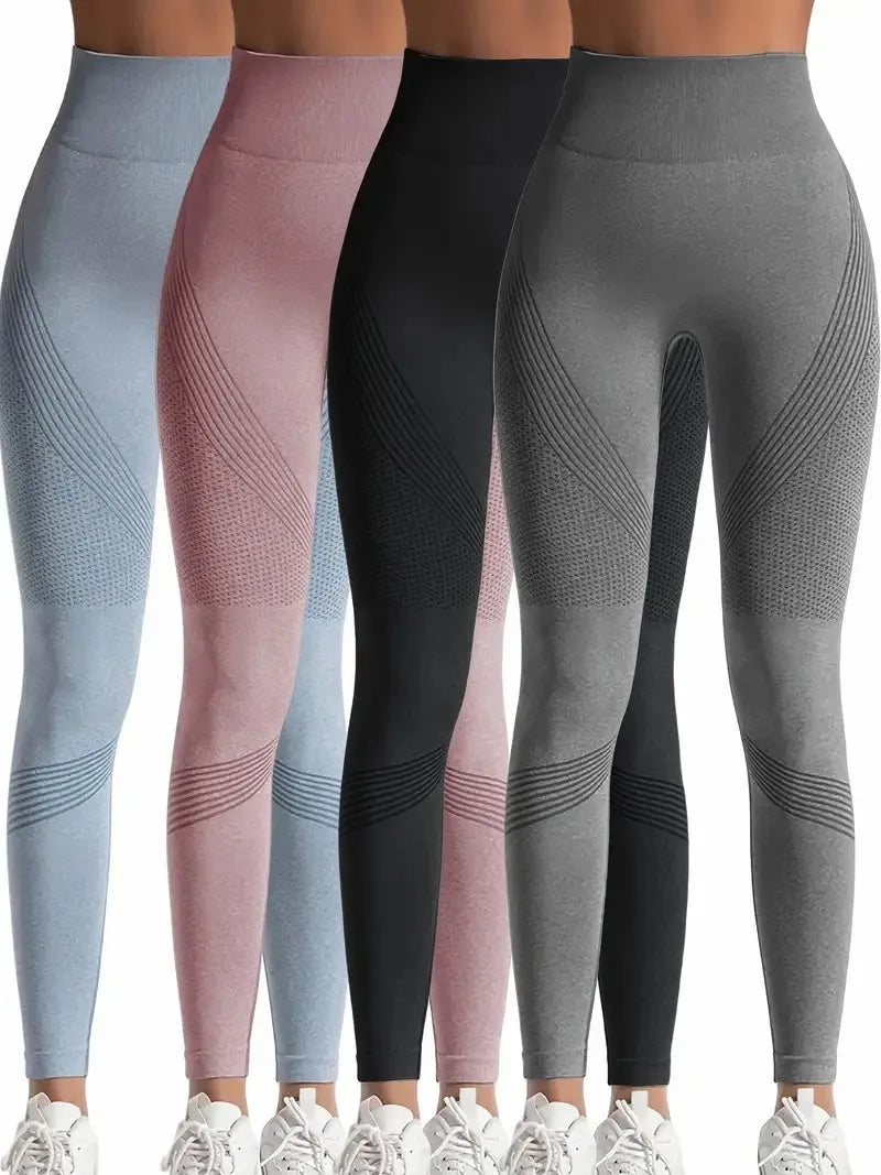 High Waisted Seamless Stretch Athletic Yoga Pants Leggings Ultra Breathable Quick-Drying for Running Fitness Solid Colors
