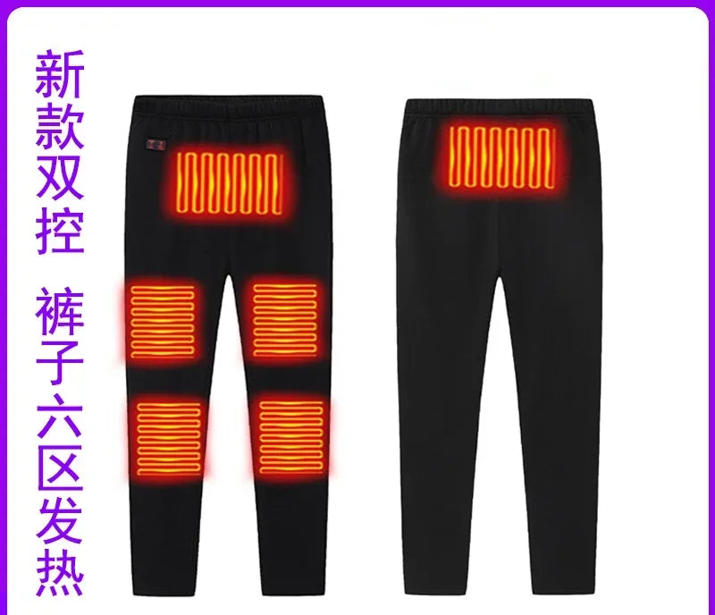 Men Winter Thermal Heated Jacket Underwear Women's Cycling Suit USB Electric Heating Clothing Fleece Thermal Long Johns