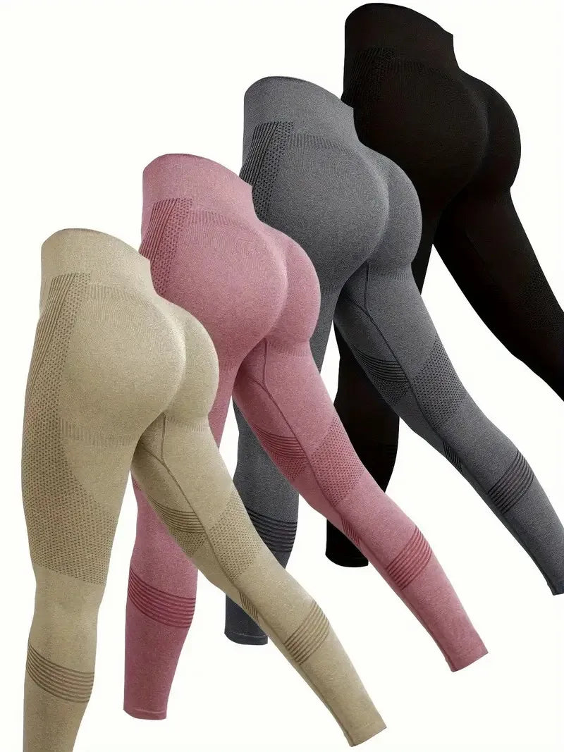 High Waisted Seamless Stretch Athletic Yoga Pants Leggings Ultra Breathable Quick-Drying for Running Fitness Solid Colors