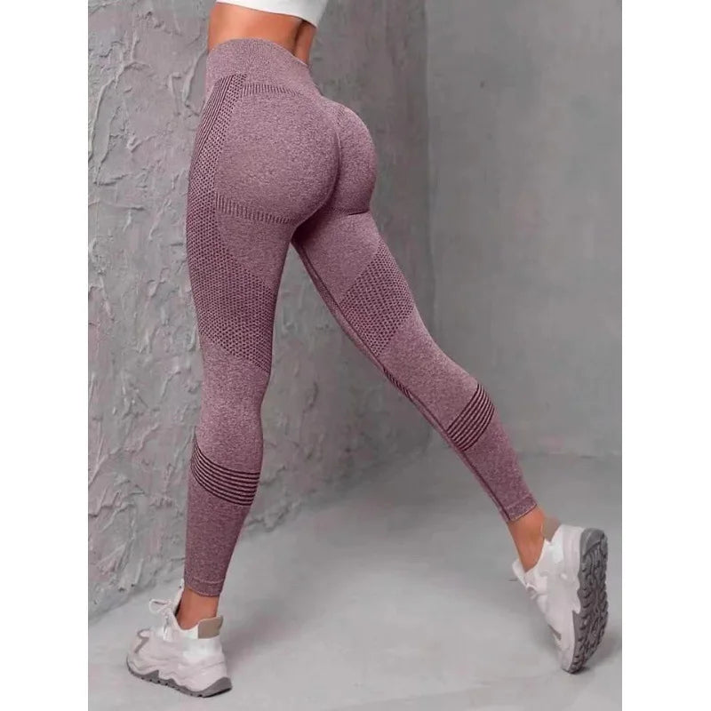 High Waisted Seamless Stretch Athletic Yoga Pants Leggings Ultra Breathable Quick-Drying for Running Fitness Solid Colors