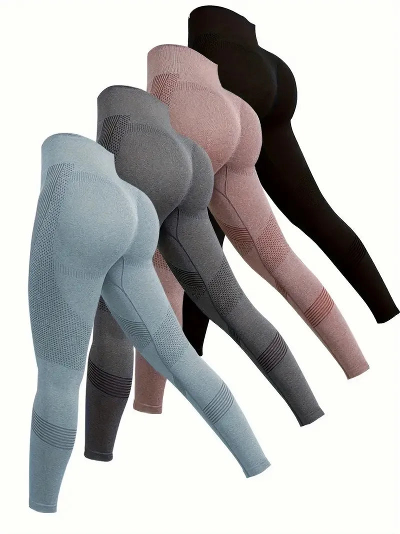 High Waisted Seamless Stretch Athletic Yoga Pants Leggings Ultra Breathable Quick-Drying for Running Fitness Solid Colors