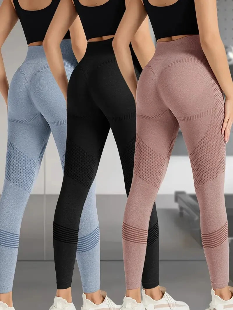 High Waisted Seamless Stretch Athletic Yoga Pants Leggings Ultra Breathable Quick-Drying for Running Fitness Solid Colors