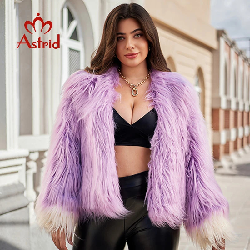 Astrid Faux Fur Coat Women 2024 Winter Loose Cardigan Fur Jacket Plus Size Stylish Female Luxury Furry Overcoat Girl Streetwear
