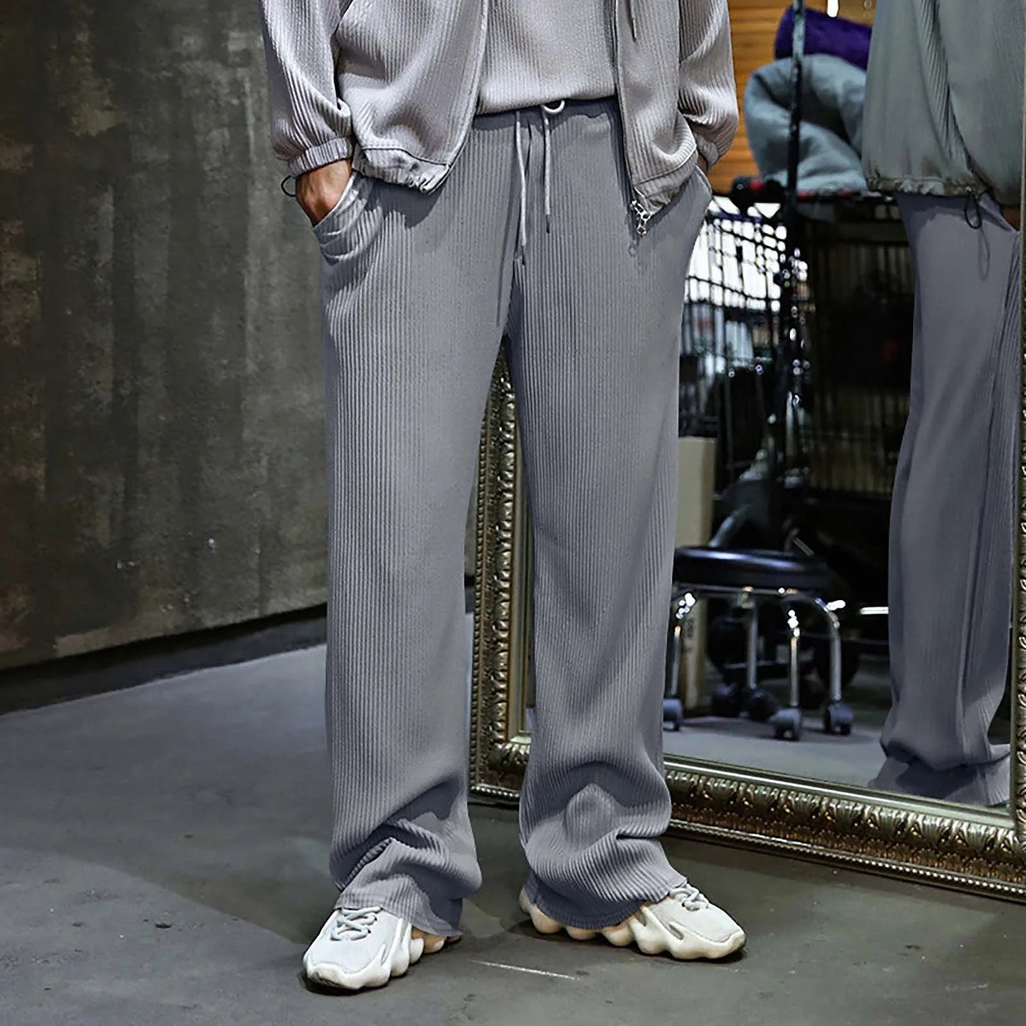2024 New Straight Pants Fit Loose Youth Fashion Mens Pants Casual Solid Large Sports Pants Hip Hop Sweatpants Male Trousers