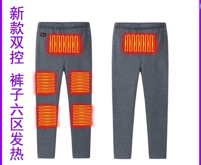 Men Winter Thermal Heated Jacket Underwear Women's Cycling Suit USB Electric Heating Clothing Fleece Thermal Long Johns