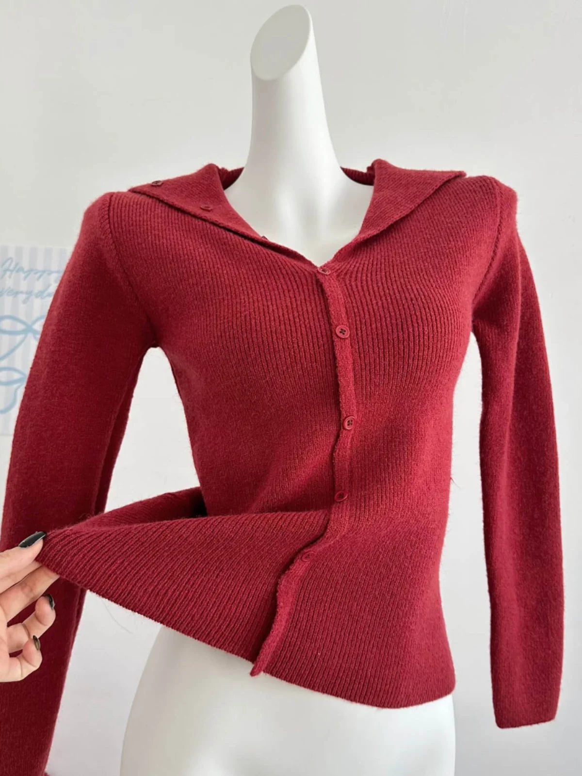 Lapel Knitted Cardigan for Women New Design Sense Niche Slim Fit Tops Female Casual Sweaters Korean Dongdaemun 2024 Women Knit