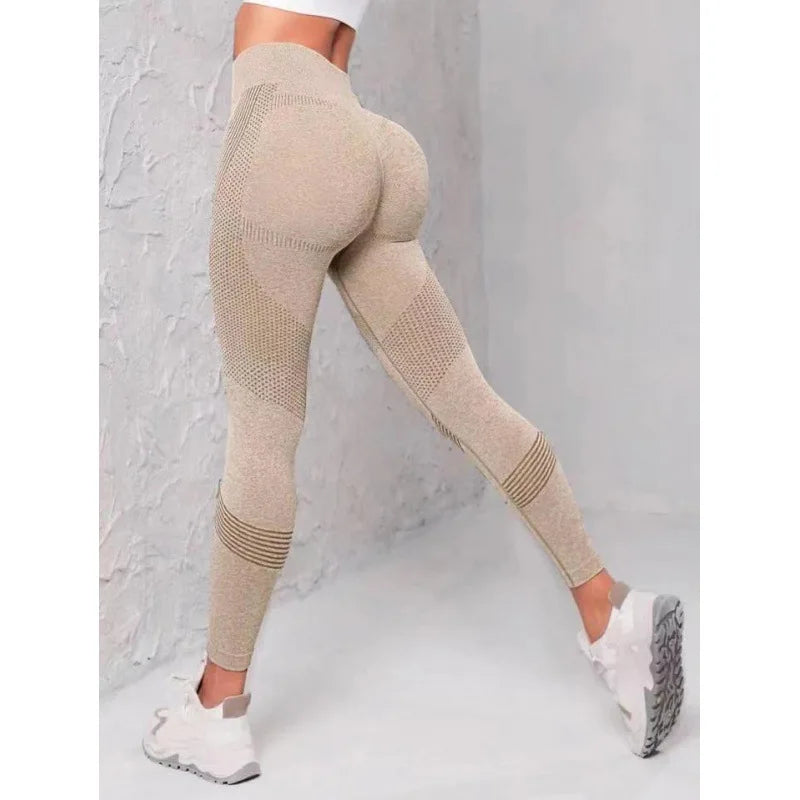 High Waisted Seamless Stretch Athletic Yoga Pants Leggings Ultra Breathable Quick-Drying for Running Fitness Solid Colors