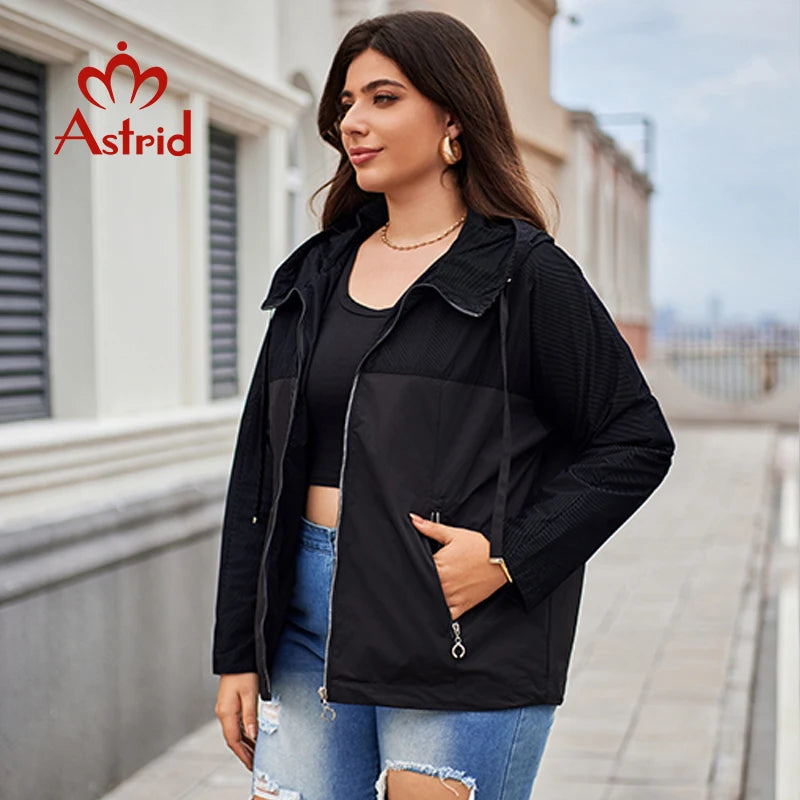 Astrid New Women's Trench Coat Women Jacket Plus Size Hooded Windbreaker Lady Casual Overcoat Female Outerwear Spring 2024 10718