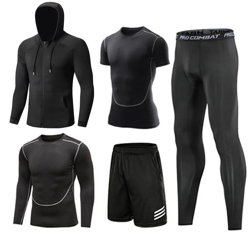 Sportswear Gym Fitness Tracksuit Men's Running Sets Compression Basketball Underwear Tights Jogging Sports Suits Clothes Dry Fi