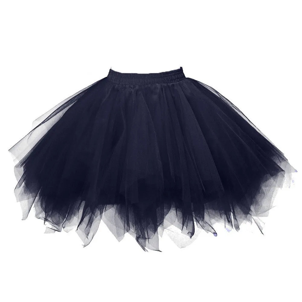 Women Skirts Tutu Princess Fashion Ballet Black Tutu Fluffy Skirt For Women Tulle Petticoat Skirts Elastic Adult Pink Tutu Skirt