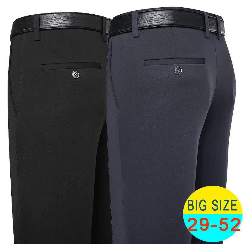 Big Size Business Casual Pants Men Black Formal Trousers Spring Summer Golf Stretch Suit Pants Office Dress Pants Classic Navy