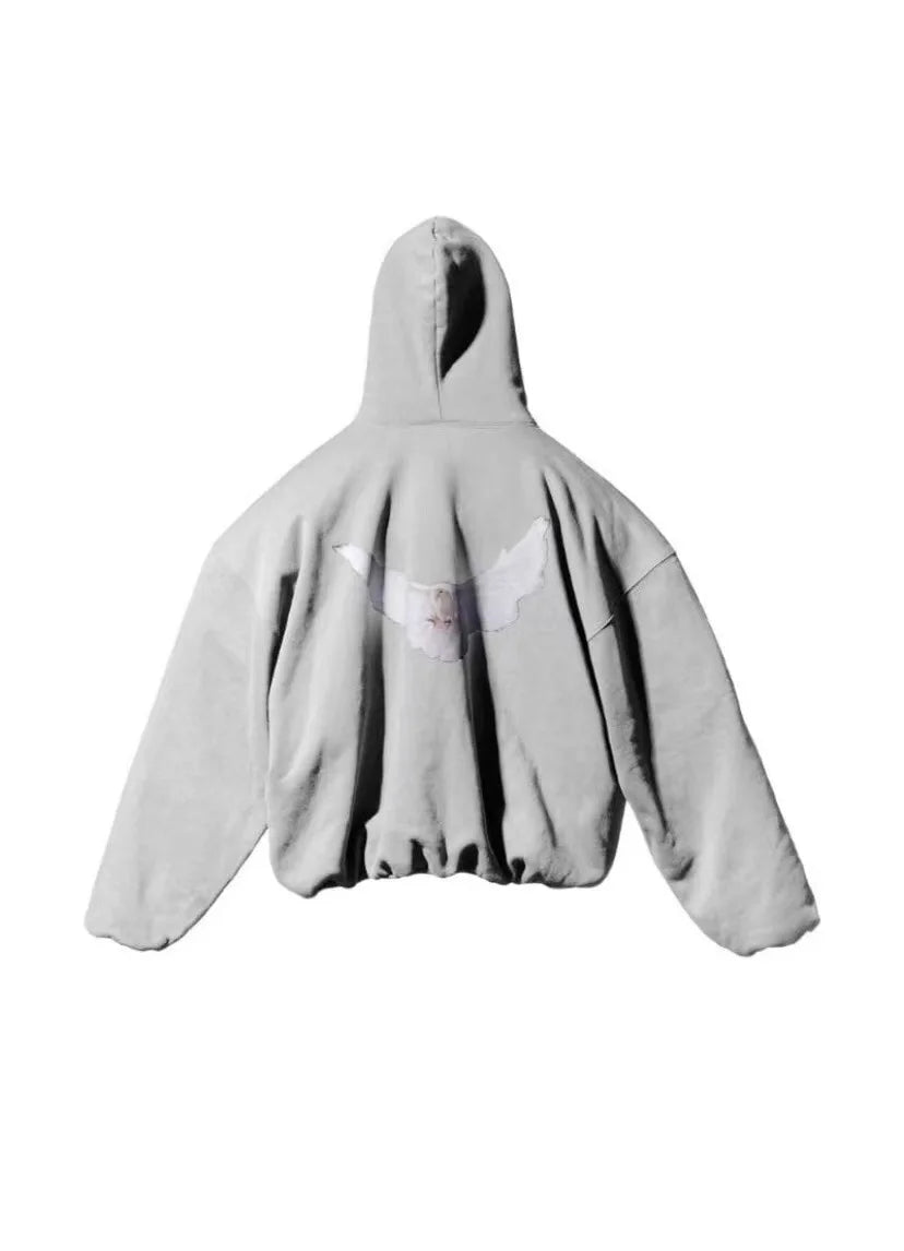 Dove Print Kanye West Hooded Hoodie Men Women Streetwear Sweatshirts High Quality Season 6 Loose Heavy Fabric Pullover WY634