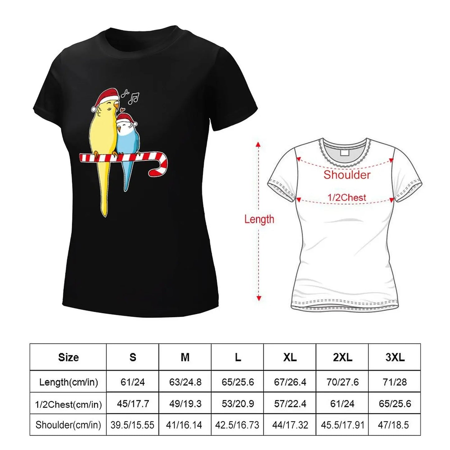 Christmas Budgie budgerigar bird parakeet gift idea T-Shirt kawaii clothes animal prinfor blanks Woman fashion