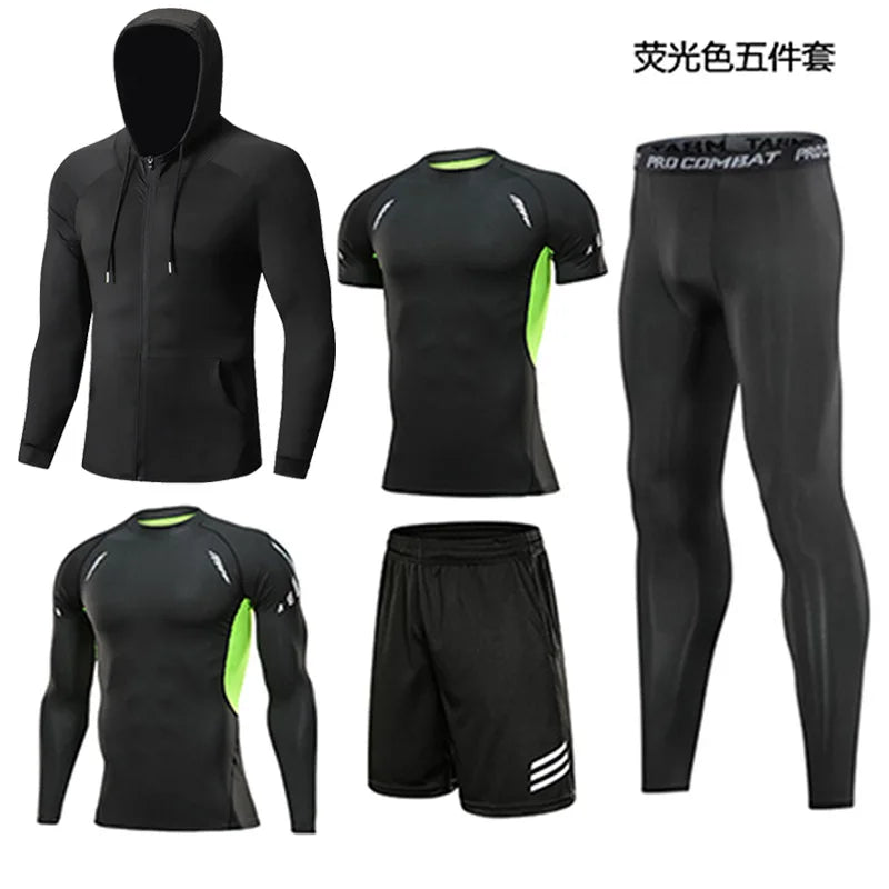 Sportswear Gym Fitness Tracksuit Men's Running Sets Compression Basketball Underwear Tights Jogging Sports Suits Clothes Dry Fi