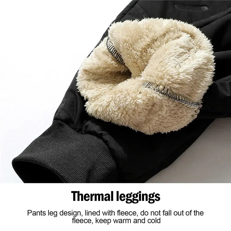 Autumn Mens Thermal Streetwear Plush Thick Fleece Sweatpant Lambswool Waterproof Trousers Winter Waem Casual Windproof Pants