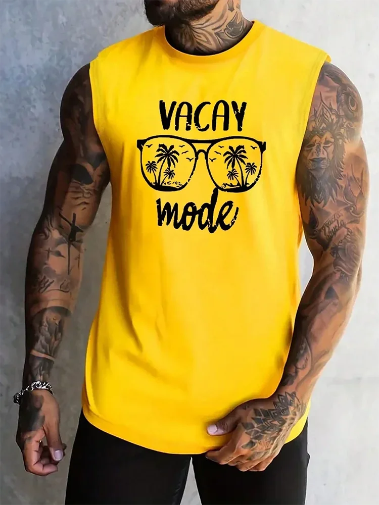 New urban street summer casual men's letter 3D printed sleeveless vest trendy men's fitness vest tops men's sleeveless T-shirt