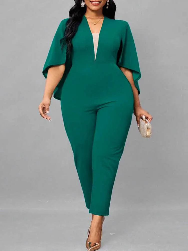 Jumpsuits for Women Autumn Batwing Sleeves Jumpsuit Ladies Elegant Office Formal Plus Size Sexy Jumpsuit Wholesale Dropshipping