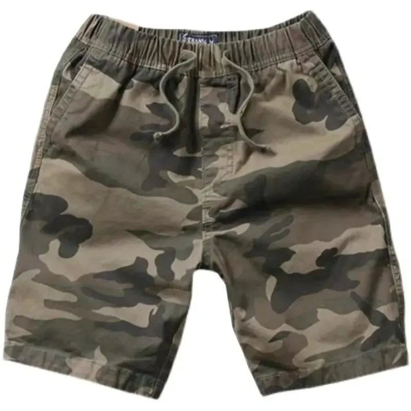 Men's Cargo Shorts Camo Camouflage with Draw String Male Short Pants Black Big and Tall Strech Clothing Comfortable Casual Homme