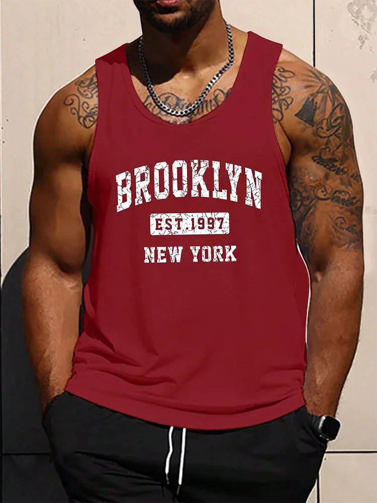 New urban street summer casual men's letter 3D printed sleeveless vest trendy men's fitness vest tops men's sleeveless T-shirt