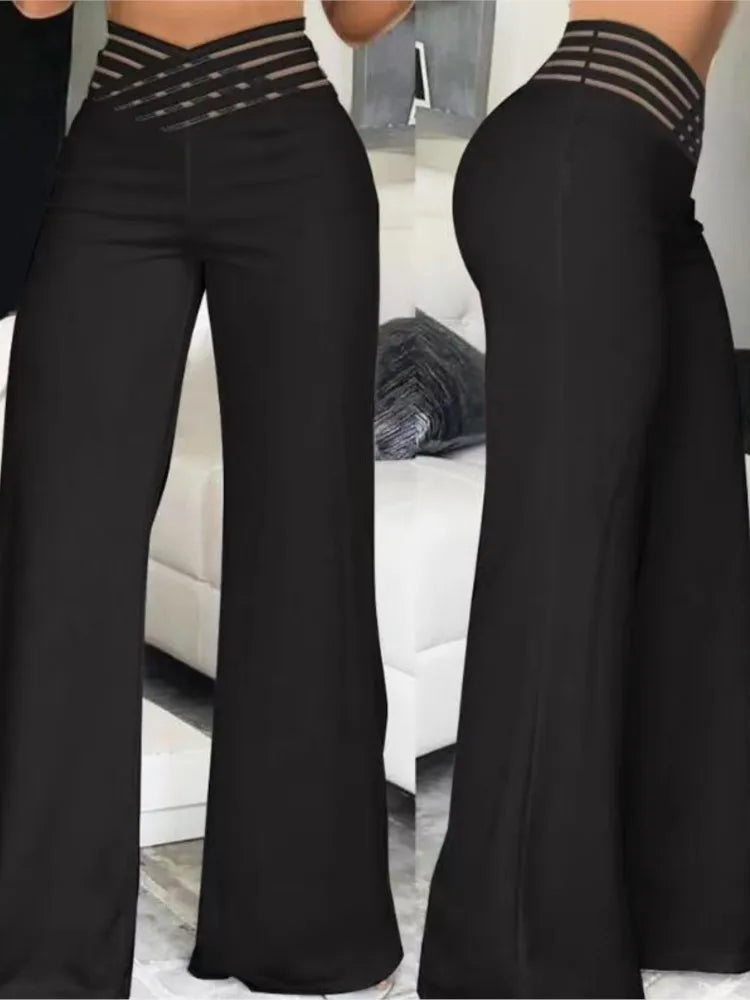 Women Casual Long Trousers Fashion Solid Office Female Casual High Waist Flared Pants For Women Clothes 2024 New Pantalon Femme