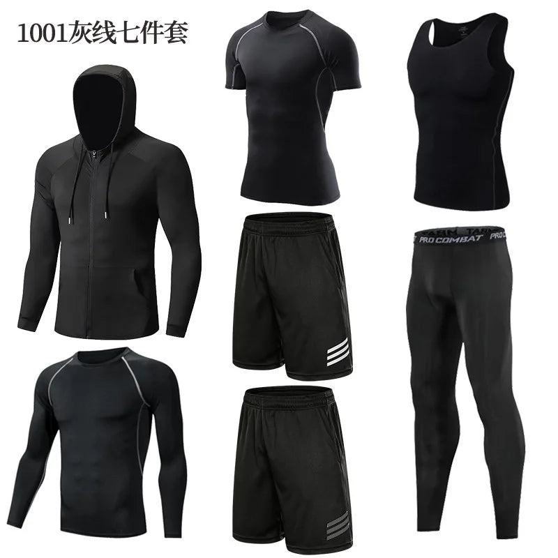 Sportswear Gym Fitness Tracksuit Men's Running Sets Compression Basketball Underwear Tights Jogging Sports Suits Clothes Dry Fi