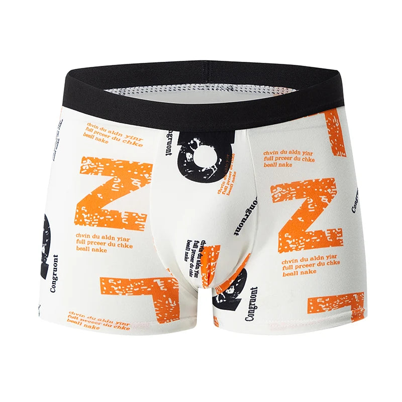 4-Piece Men's Fashion Print Mix And Match Underwear Beach Shorts Comfortable Breathable Teenager Plus Size 5xl6xl Boyshort.