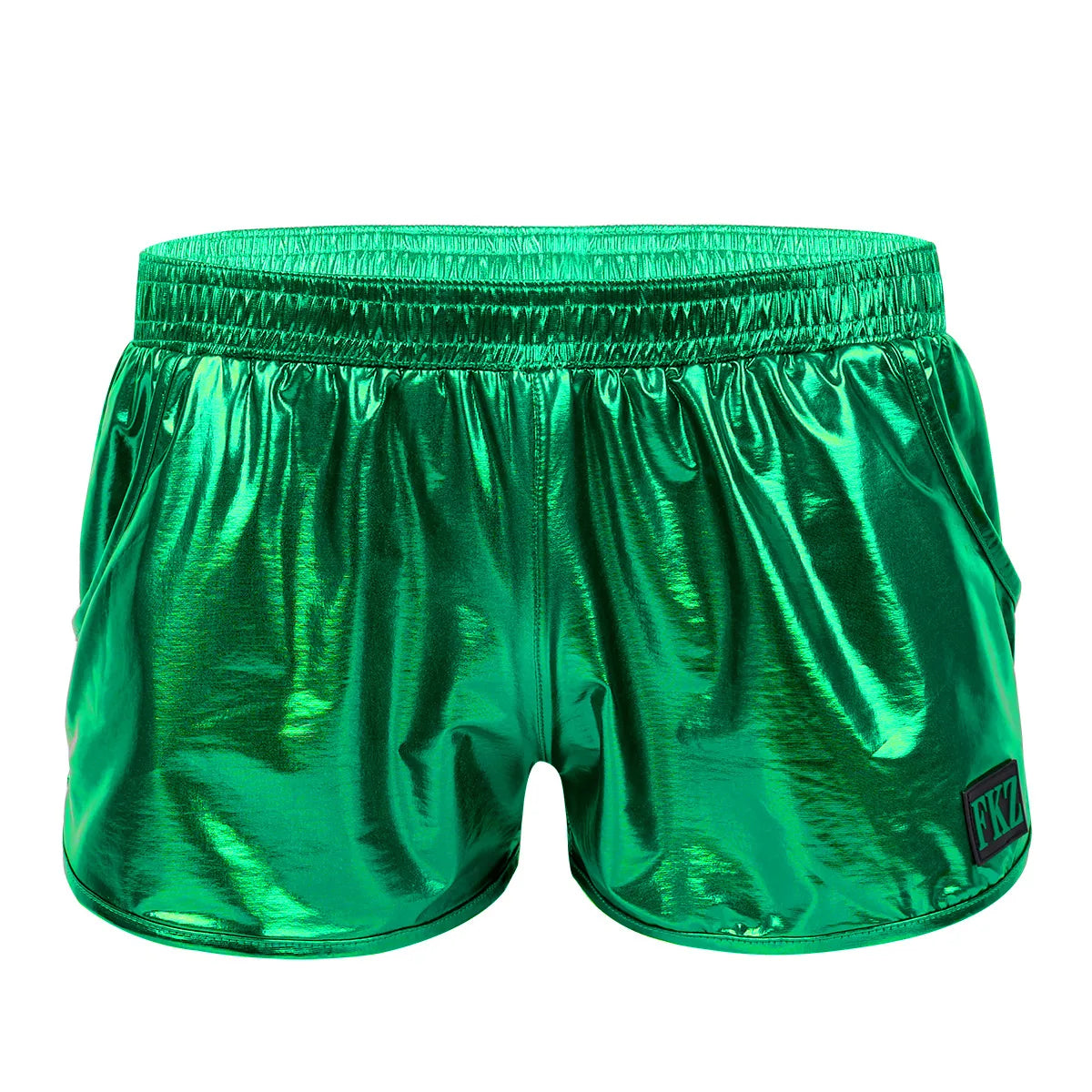 Mens Holographic Shiny Metallic Boxer Briefs Casual Loose Lounge Shorts Underwear Fashion Swim Trunks Bikini Swimwear