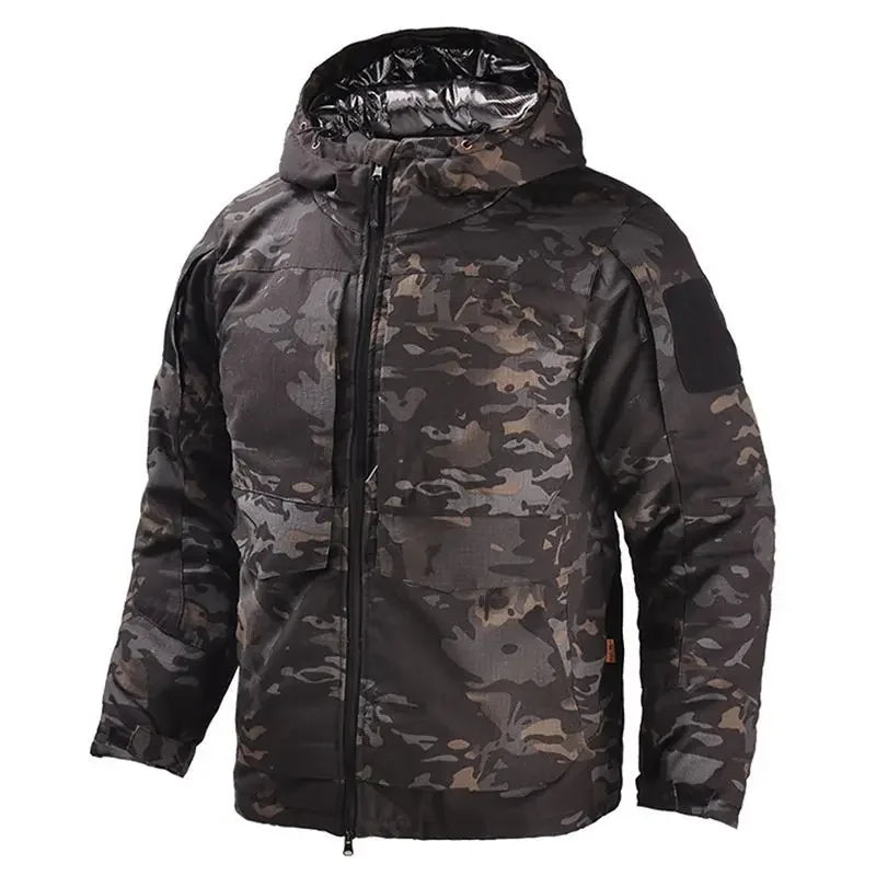 Men Heat Reflective Tactical Cotton Jacket Winter Warm Thicken Camouflage Windproof Clothing Outdoor Assault Hooded Windbreaker