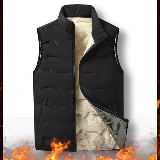 Men's Autumn Sleeveless Parka 2024 Winter Vest Jackets Casual Waterproof Vest Coats Mens Down Cotton Fleece Thick Thermal Vests