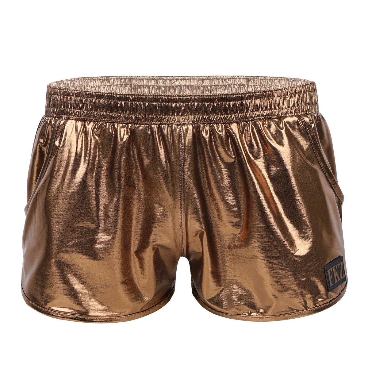 Mens Holographic Shiny Metallic Boxer Briefs Casual Loose Lounge Shorts Underwear Fashion Swim Trunks Bikini Swimwear