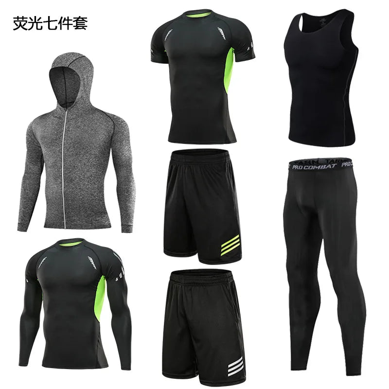 Sportswear Gym Fitness Tracksuit Men's Running Sets Compression Basketball Underwear Tights Jogging Sports Suits Clothes Dry Fi