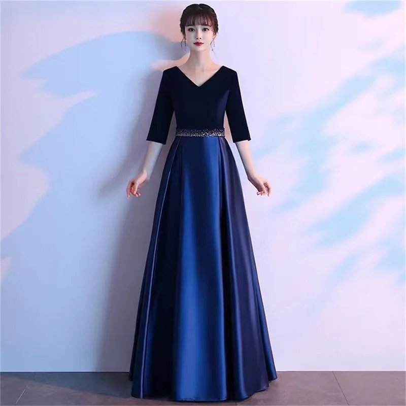 New Costume College Style Solo Performance Graduation Choral Costume Long Dress Choir Performance Banquet Full Dresses Elegant