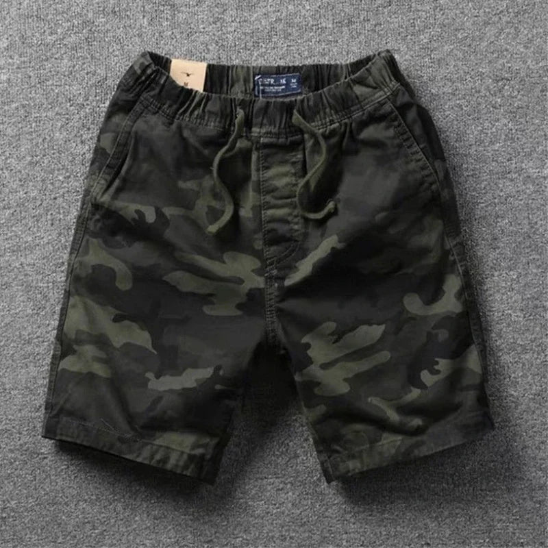 Men's Cargo Shorts Camo Camouflage with Draw String Male Short Pants Black Big and Tall Strech Clothing Comfortable Casual Homme