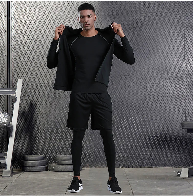 Sportswear Gym Fitness Tracksuit Men's Running Sets Compression Basketball Underwear Tights Jogging Sports Suits Clothes Dry Fi