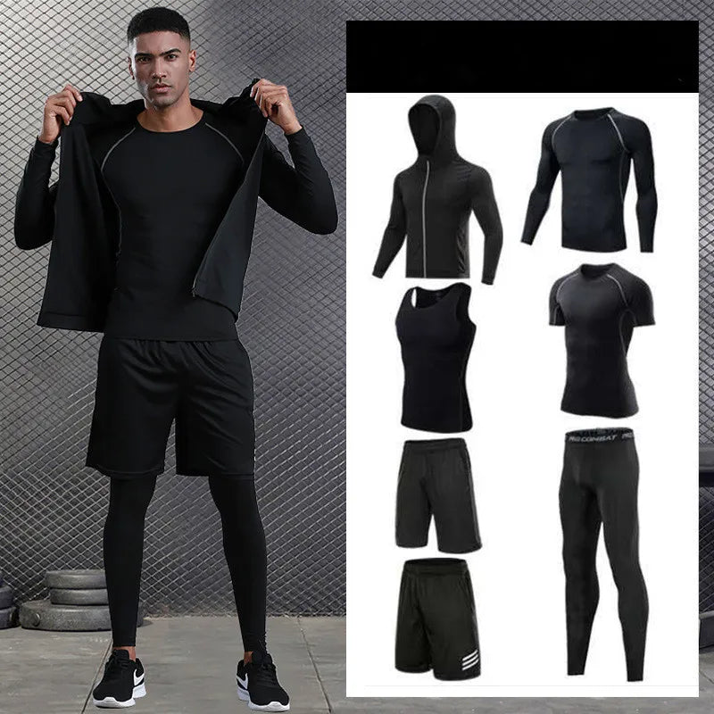 Sportswear Gym Fitness Tracksuit Men's Running Sets Compression Basketball Underwear Tights Jogging Sports Suits Clothes Dry Fi