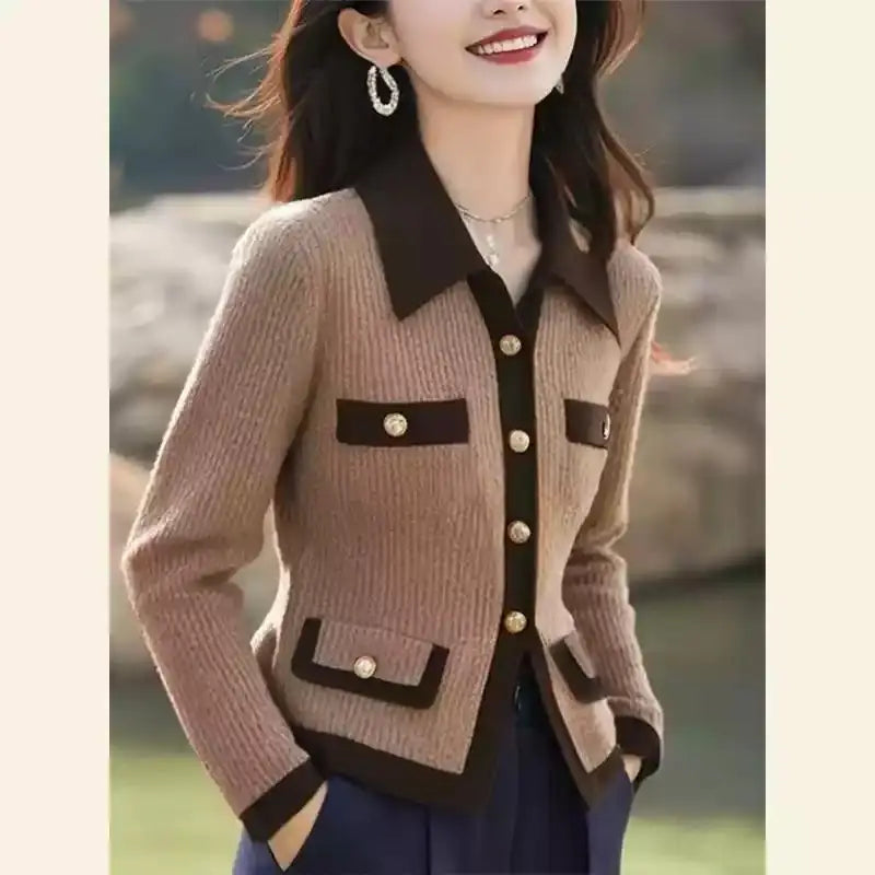 Knitted Sweater Top Women's Cardigan Sweater New Long Sleeved Style Base